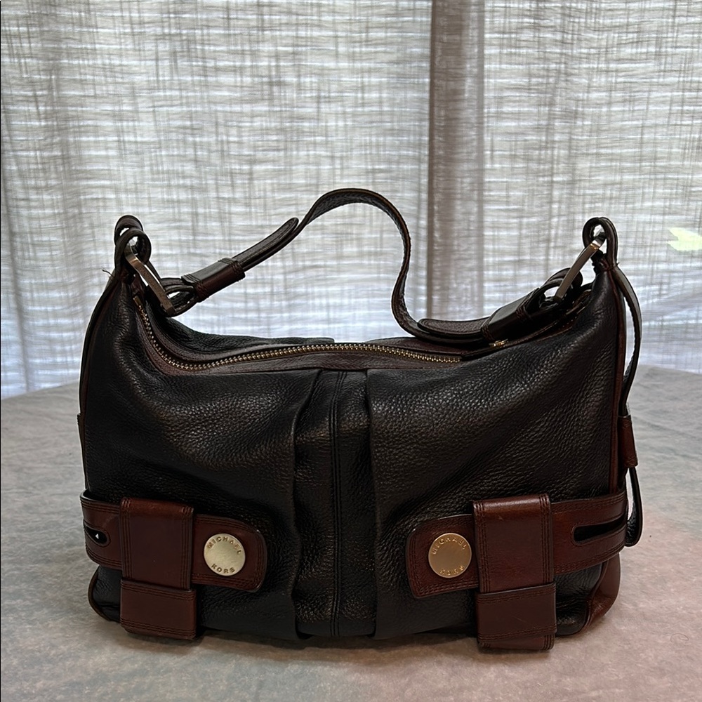 Black and Brown Vintage Michael Kors Leather Shoulder Bag